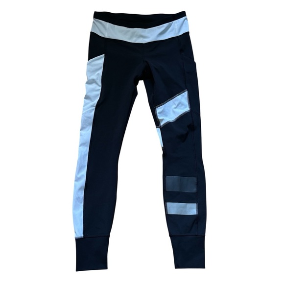 Lululemon Speed Tight II Full-On Luxtreme Black / White Womens Size 6 Pocket - Picture 2 of 8